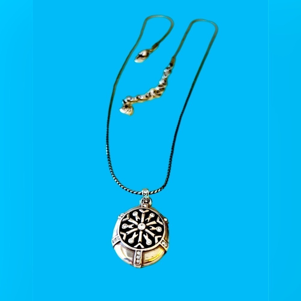 Brighton Winter Sparkle Locket Necklace -round snowflake crystals-silver color